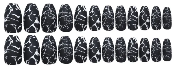 Ink Vein Press-On Nail Set β Matte Coffin (Medium Long)