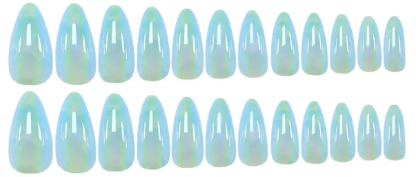Moon Tide β Blue Marble Chrome Iridescent Press-On Nail Set