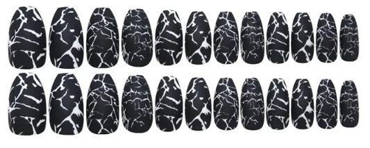 Ink Vein  Press-On Nail Set – Matte Coffin (Medium Long)