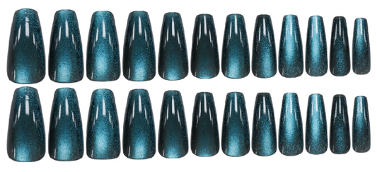 Celestial Glaze – Blue Cat Eye Press-On Nail Set