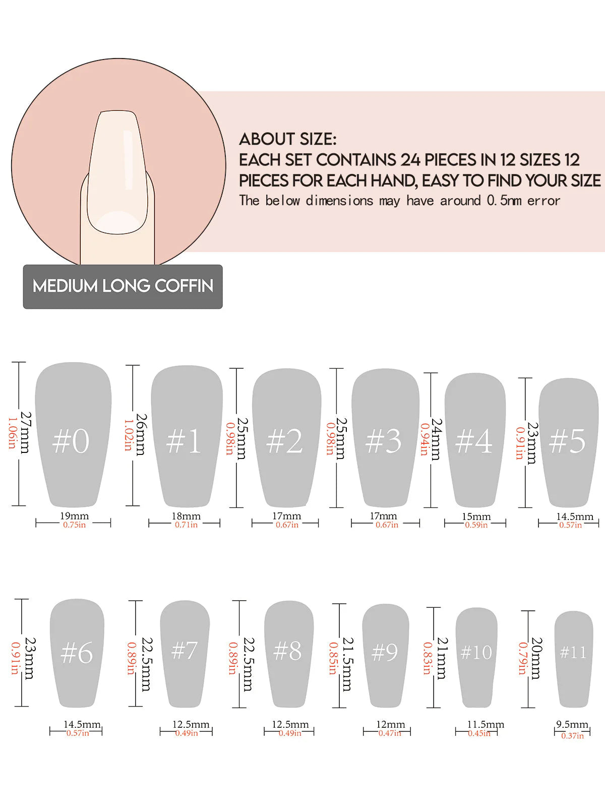 Abstract Black & White Press-On Nail Set – Matte Coffin (Medium Long)